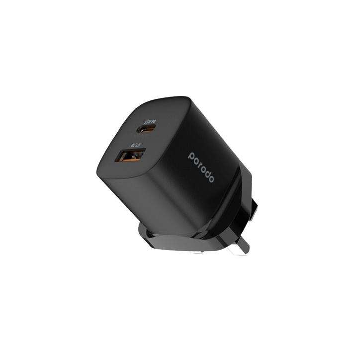 شارژر 2 پورت پرودو مدل Porodo Quick Charger Power Adapter 33W PD GaN PD-FWCH008